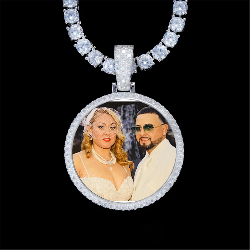 925S & VVS Moissanite 3D Circle Custom Picture Pendant