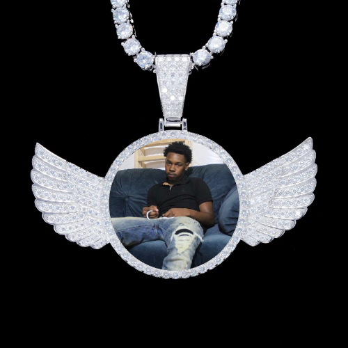 925S & VVS Moissanite 3D Wing Custom Picture Pendant