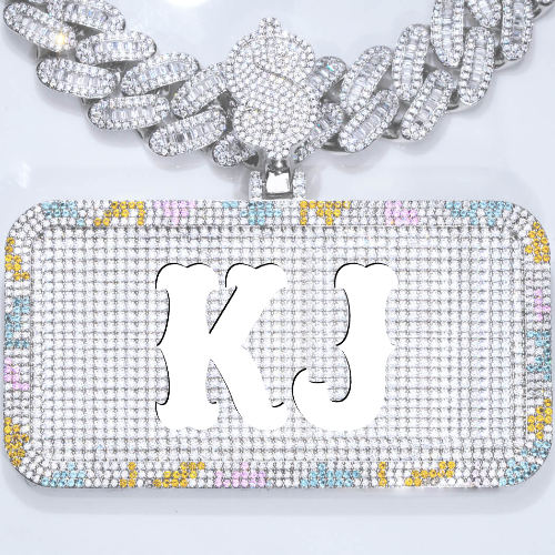 CUSTOM LETTER NECKLACE 3D COLORFUL SQUARE