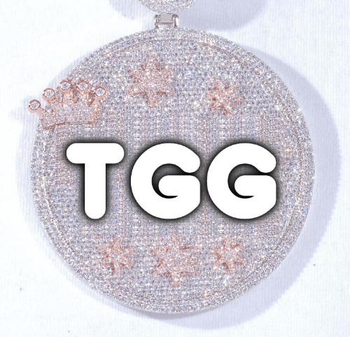 CUSTOM LETTER NECKLACE 3D BIG CROWN DISC