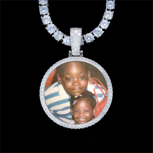 925S & VVS Moissanite 3D Circle Custom Picture Pendant