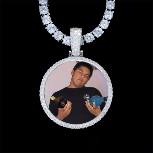925S & VVS Moissanite 3D Circle Custom Picture Pendant