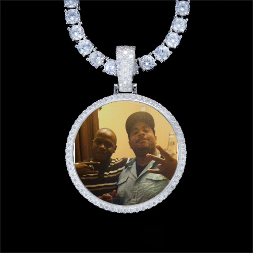 925S & VVS Moissanite 3D Circle Custom Picture Pendant