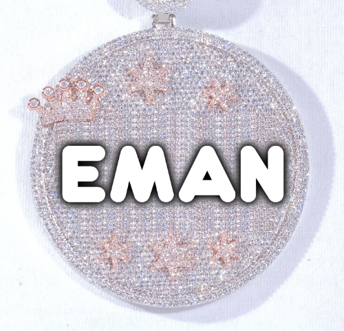 CUSTOM LETTER NECKLACE 3D BIG CROWN DISC