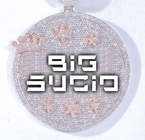 CUSTOM LETTER NECKLACE 3D BIG CROWN DISC
