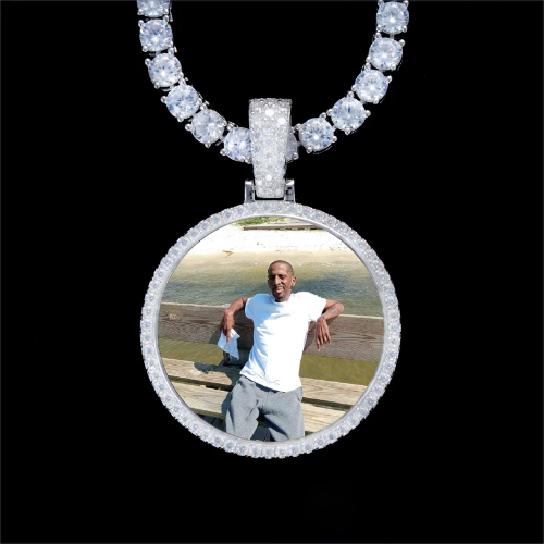 925S & VVS Moissanite 3D Circle Custom Picture Pendant