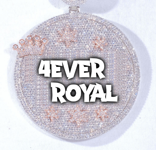 CUSTOM LETTER NECKLACE 3D BIG CROWN DISC