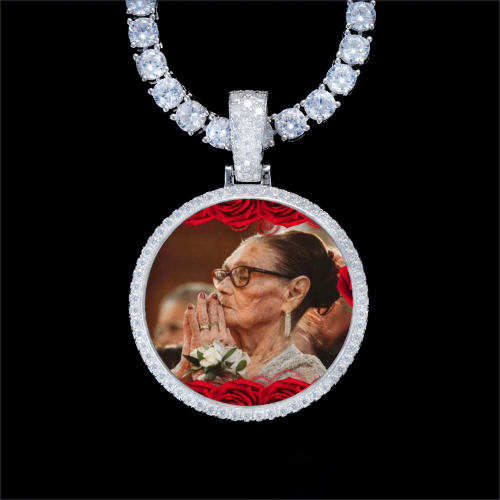 925S & VVS Moissanite 3D Circle Custom Picture Pendant