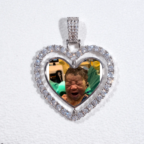 3D Spinning 2-Faced Heart Custom Picture Pendant