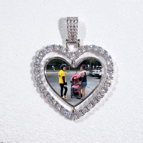 3D Spinning 2-Faced Heart Custom Picture Pendant
