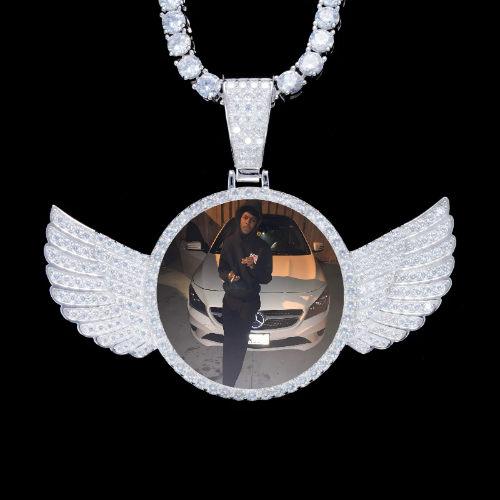 925S & VVS Moissanite 3D Wing Custom Picture Pendant