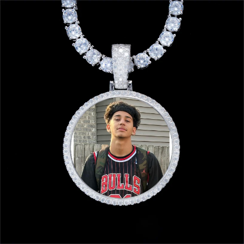 925S & VVS Moissanite 3D Circle Custom Picture Pendant