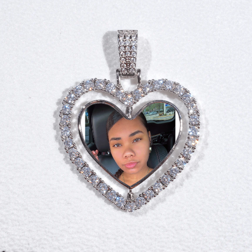 3D Spinning 2-Faced Heart Custom Picture Pendant