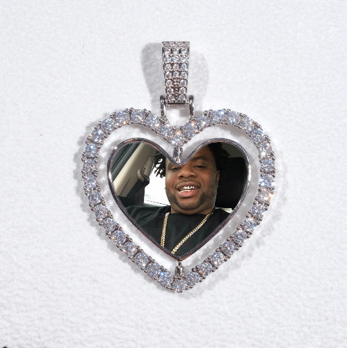 3D Spinning 2-Faced Heart Custom Picture Pendant