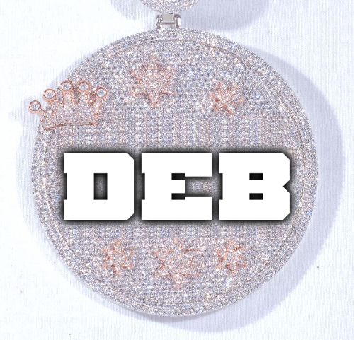 CUSTOM LETTER NECKLACE 3D BIG CROWN DISC