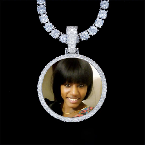 925S & VVS Moissanite 3D Circle Custom Picture Pendant