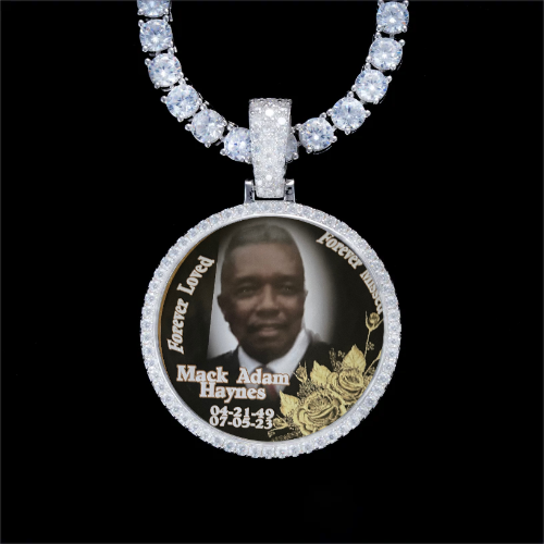 925S & VVS Moissanite 3D Circle Custom Picture Pendant