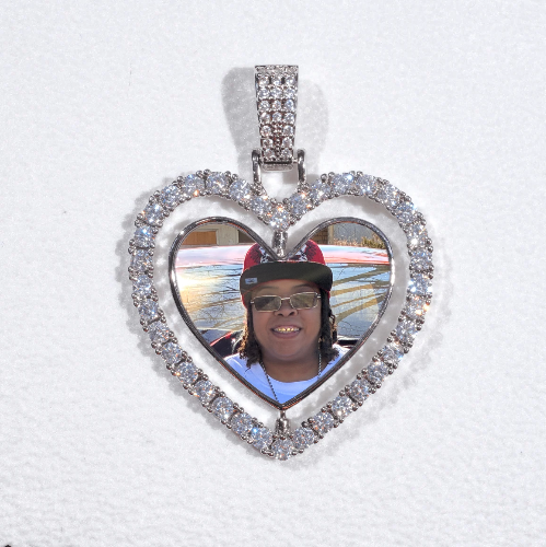 3D Spinning 2-Faced Heart Custom Picture Pendant