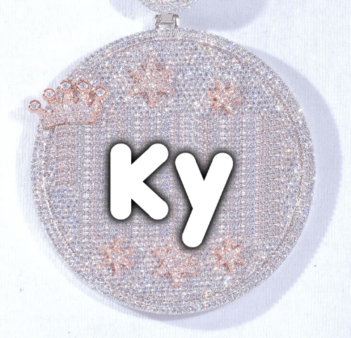 CUSTOM LETTER NECKLACE 3D BIG CROWN DISC