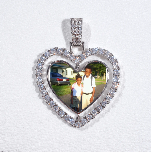 3D Spinning 2-Faced Heart Custom Picture Pendant