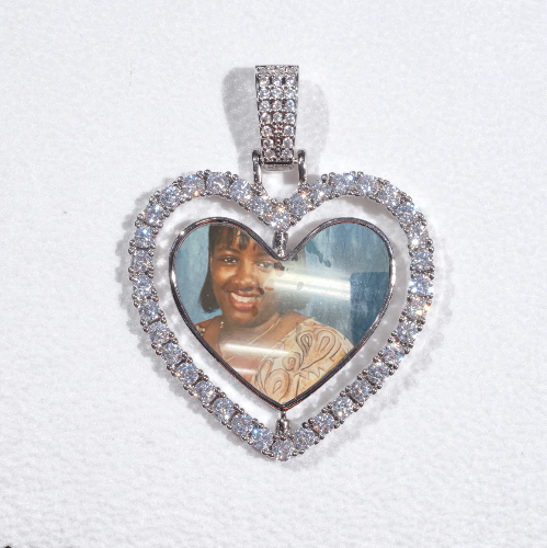 3D Spinning 2-Faced Heart Custom Picture Pendant