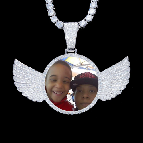 925S & VVS Moissanite 3D Wing Custom Picture Pendant