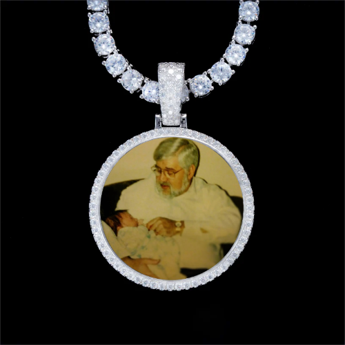 925S & VVS Moissanite 3D Circle Custom Picture Pendant