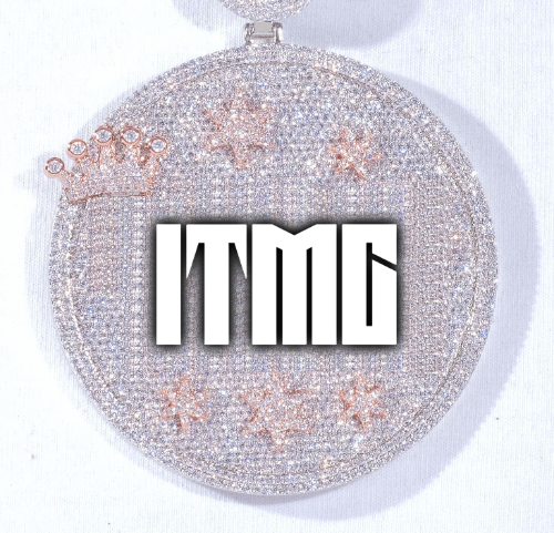 CUSTOM LETTER NECKLACE 3D BIG CROWN DISC