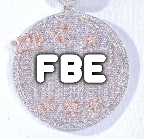 CUSTOM LETTER NECKLACE 3D BIG CROWN DISC