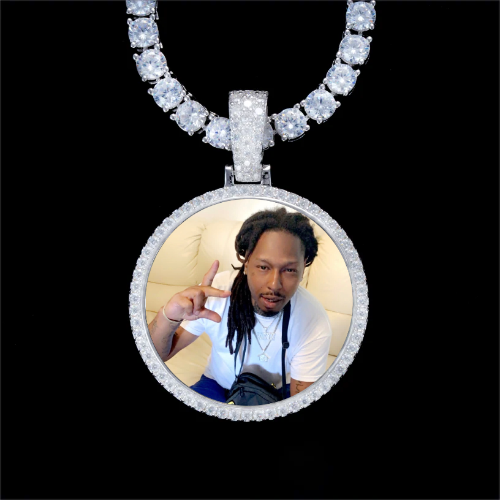 925S & VVS Moissanite 3D Circle Custom Picture Pendant