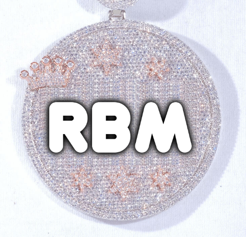 CUSTOM LETTER NECKLACE 3D BIG CROWN DISC
