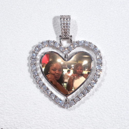 3D Spinning 2-Faced Heart Custom Picture Pendant