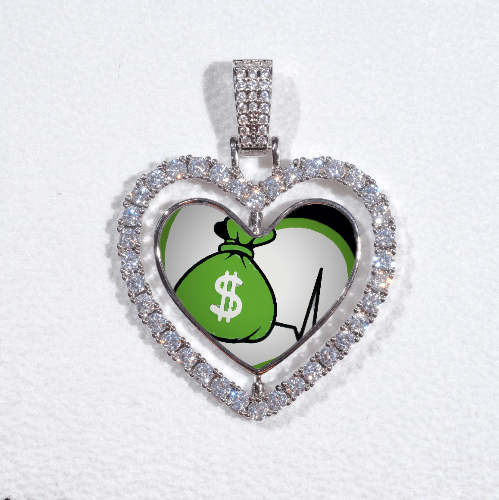 3D Spinning 2-Faced Heart Custom Picture Pendant