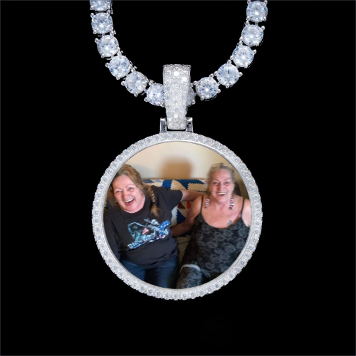 925S & VVS Moissanite 3D Circle Custom Picture Pendant
