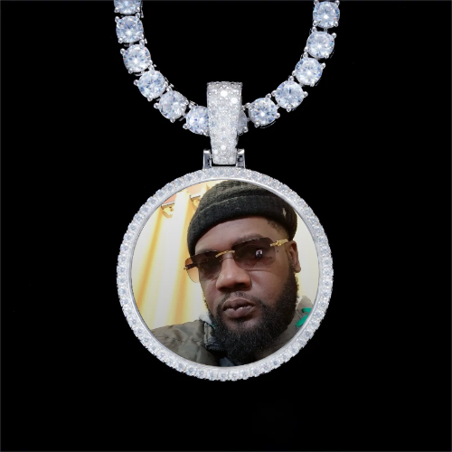 925S & VVS Moissanite 3D Circle Custom Picture Pendant
