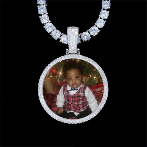 925S & VVS Moissanite 3D Circle Custom Picture Pendant