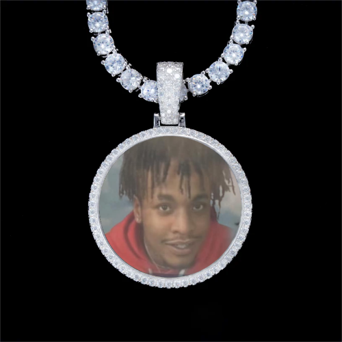 925S & VVS Moissanite 3D Circle Custom Picture Pendant
