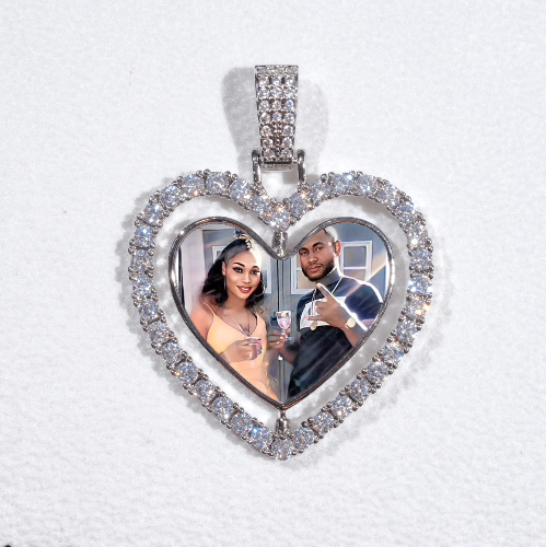 3D Spinning 2-Faced Heart Custom Picture Pendant