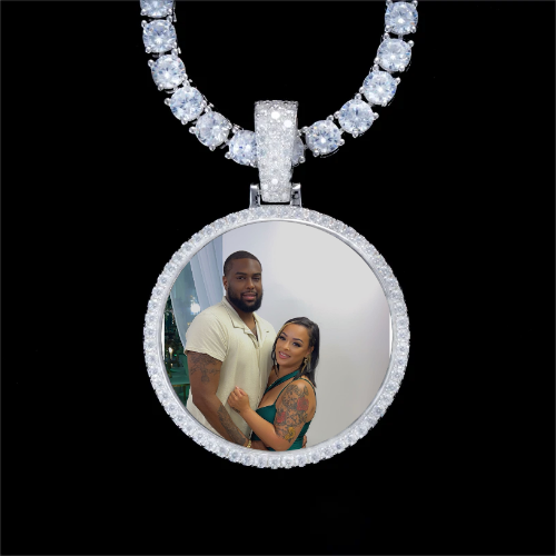 925S & VVS Moissanite 3D Circle Custom Picture Pendant