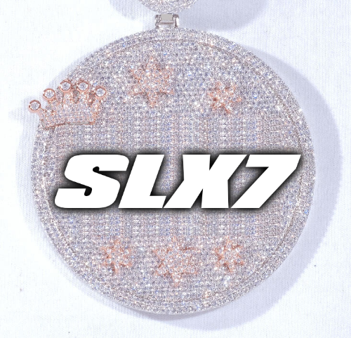 CUSTOM LETTER NECKLACE 3D BIG CROWN DISC