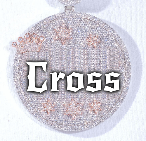 CUSTOM LETTER NECKLACE 3D BIG CROWN DISC