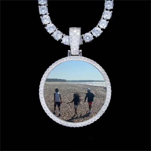 925S & VVS Moissanite 3D Circle Custom Picture Pendant