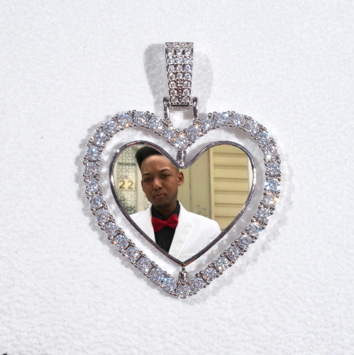 3D Spinning 2-Faced Heart Custom Picture Pendant