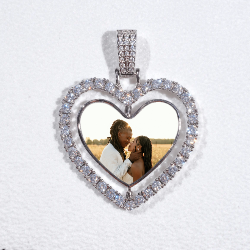 3D Spinning 2-Faced Heart Custom Picture Pendant