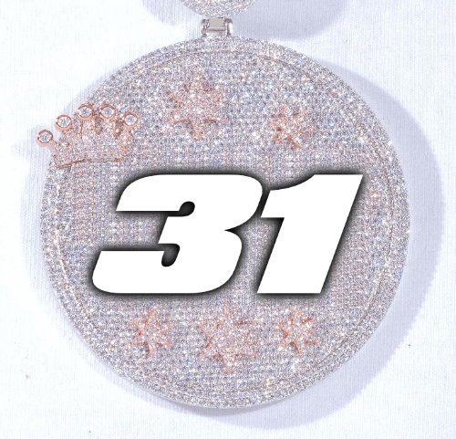 CUSTOM LETTER NECKLACE 3D BIG CROWN DISC