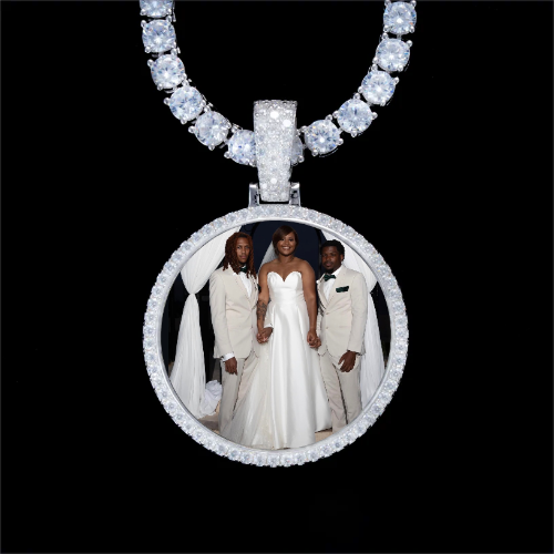 925S & VVS Moissanite 3D Circle Custom Picture Pendant