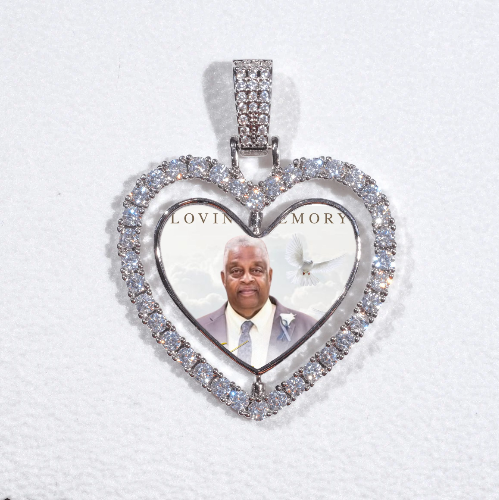 3D Spinning 2-Faced Heart Custom Picture Pendant