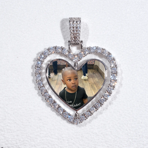 3D Spinning 2-Faced Heart Custom Picture Pendant