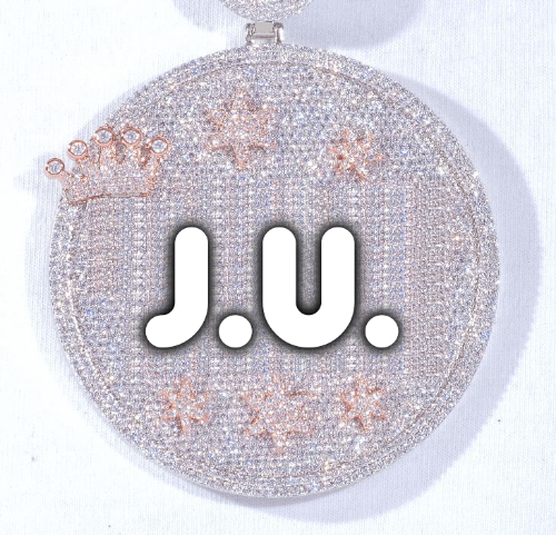 CUSTOM LETTER NECKLACE 3D BIG CROWN DISC