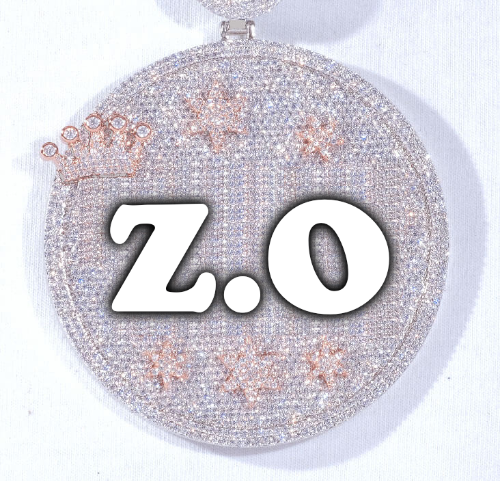 CUSTOM LETTER NECKLACE 3D BIG CROWN DISC